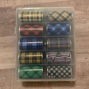 10 Rolls Buffalo Plaid Holographic Nail Art Stickers